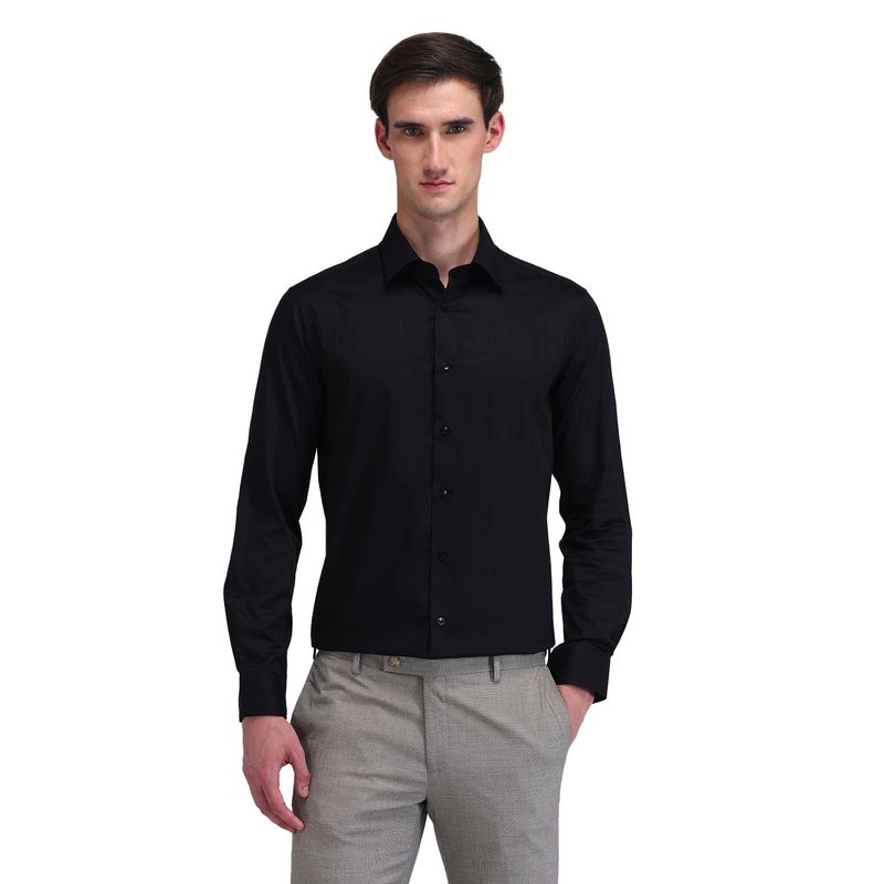 Arrow Men Black Self Design Full Sleeves Collar Neck Formal Shirt (39)