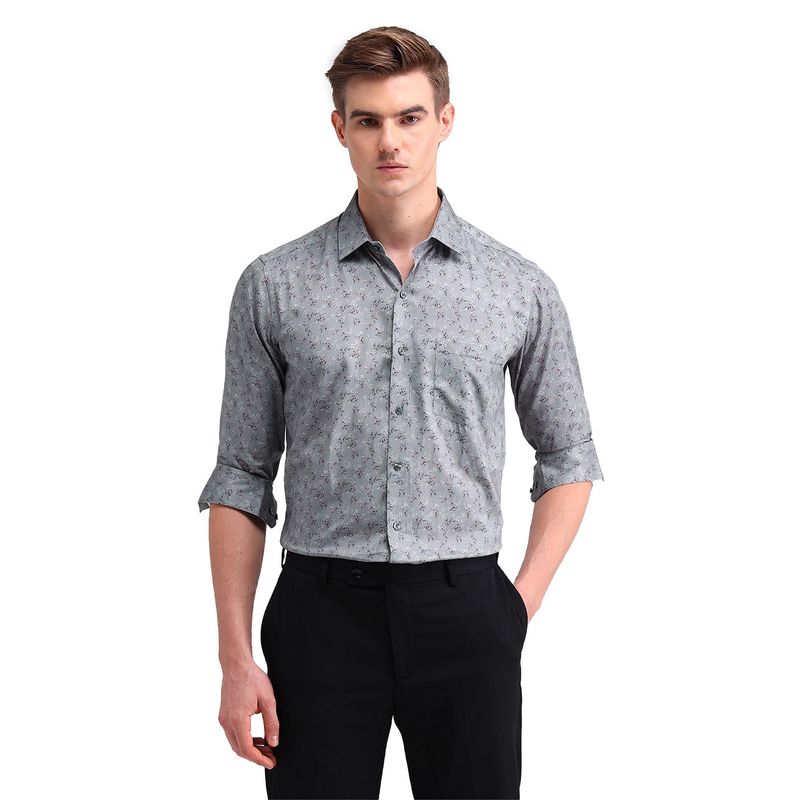 Arrow Men Green Printed Full Sleeves Collar Neck Formal Shirt (42)