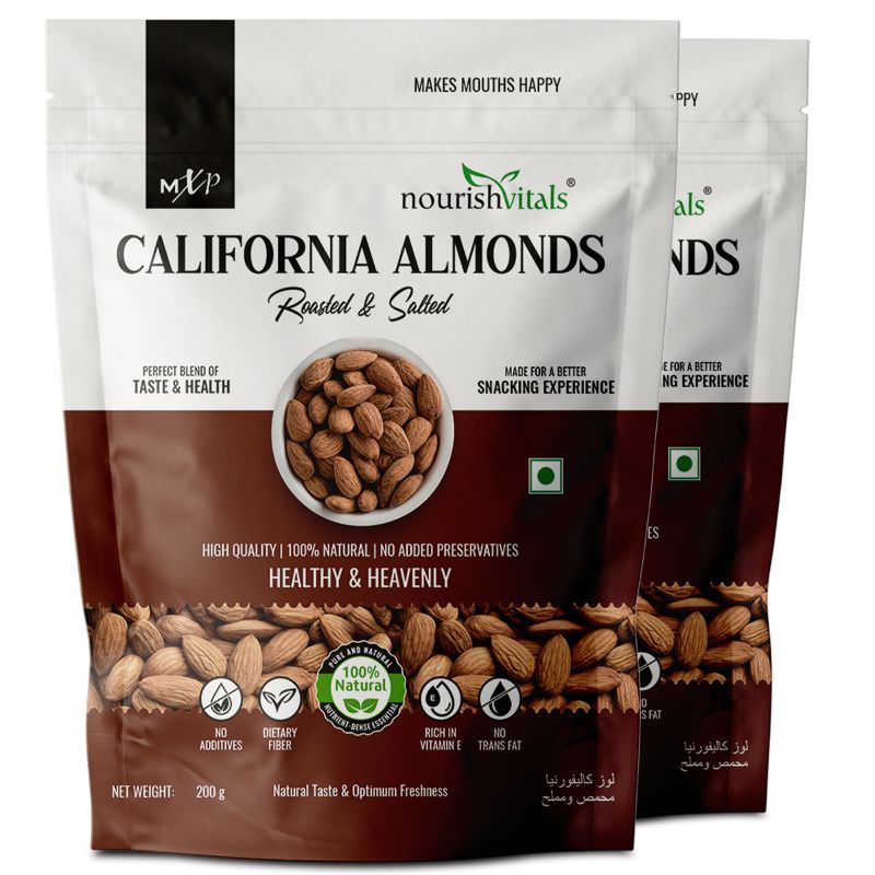 NourishVitals California Roasted and Salted Almonds, Superior Roast Quality