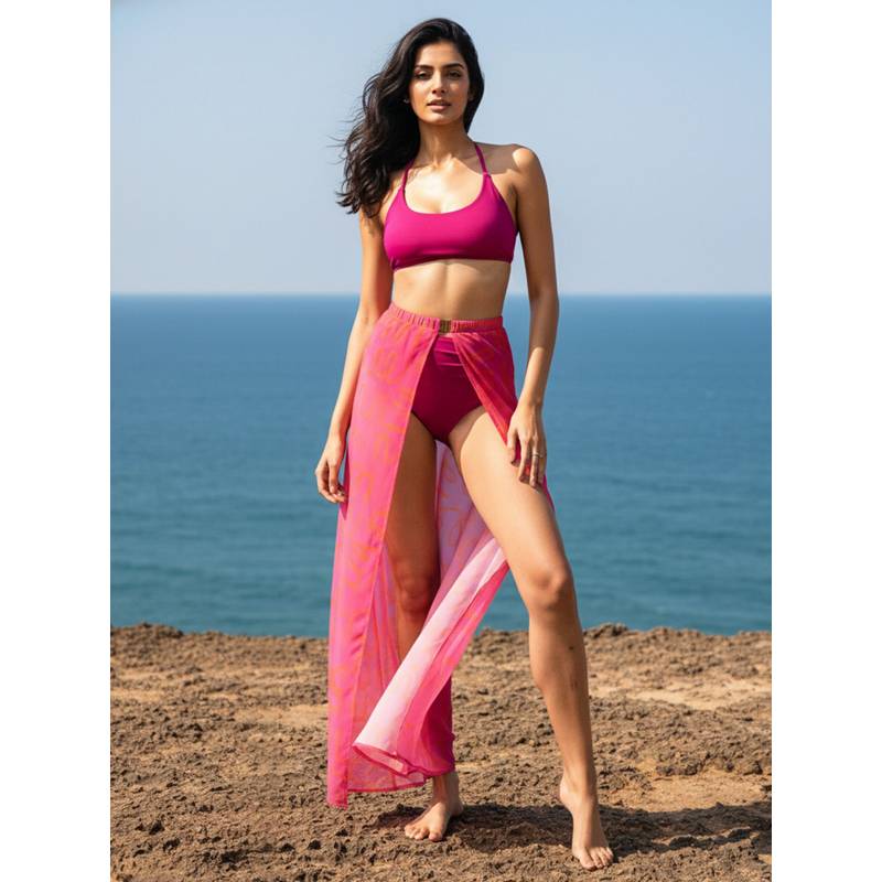 AOBA Women Pink Swimwear Coverup Skirt (XL)
