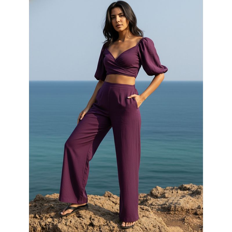 AOBA Womens Purple Solid Beachwear Dress (S)