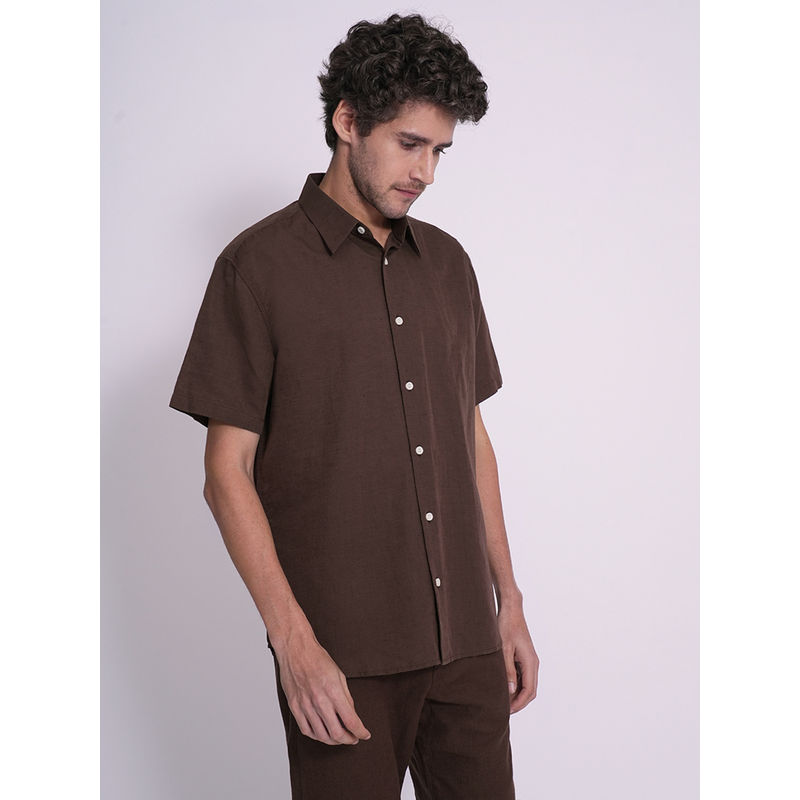 Selected Men Solid Regular Fit Brown Shirt (2XL)