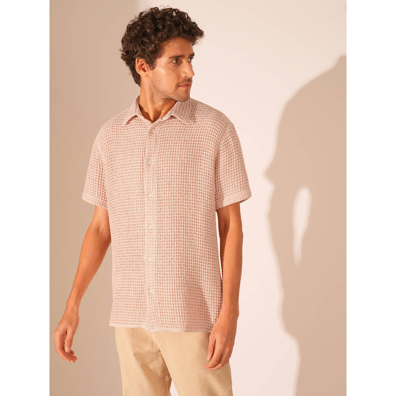 Mens Cotton Regular Fit Pink Colour Shirt Remo main image 0