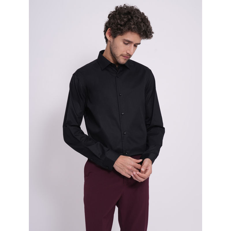 Selected Men Solid Slim Fit Black Shirt (S)