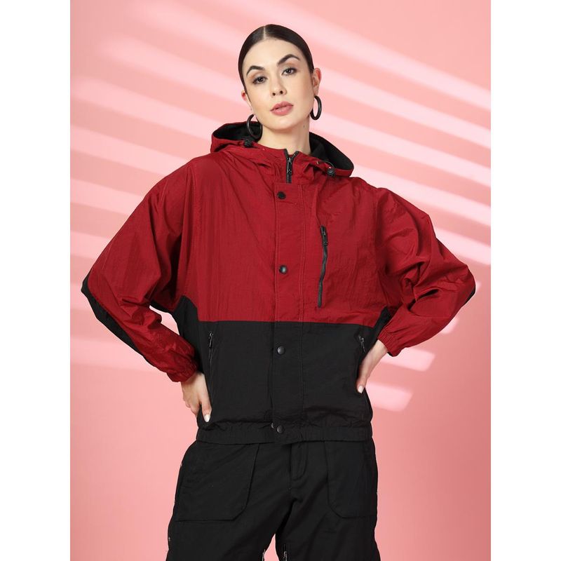 CHKOKKO Women Standard Length Polyester Winter Sports Zipper Stylish Jacket (L)