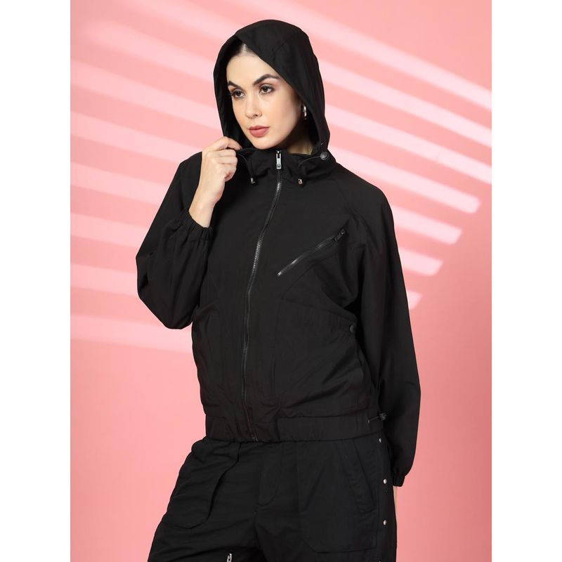 CHKOKKO Women Standard Length Polyester Winter Sports Zipper Stylish Jacket (L)