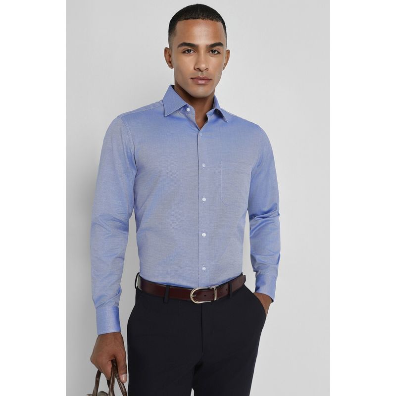 Allen Solly Men Blue Regular Fit Print Full Sleeves Formal Shirt (40)