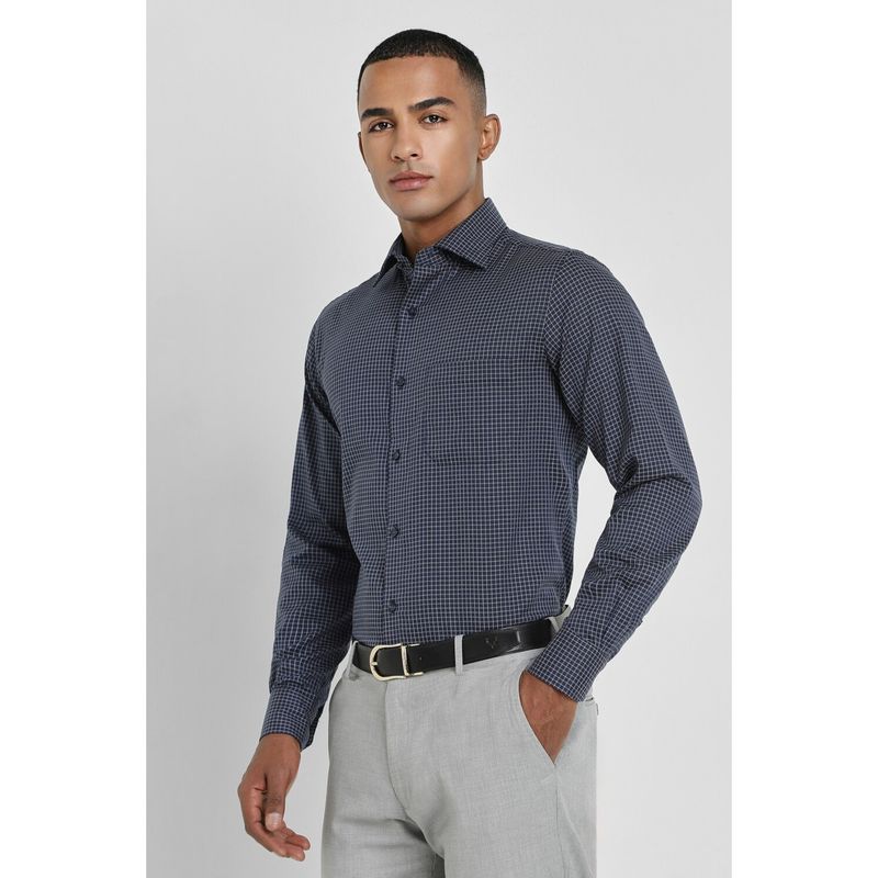 Allen Solly Men Navy Regular Fit Check Full Sleeves Formal Shirt (40)