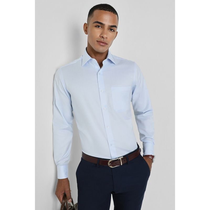 Allen Solly Men Blue Regular Fit Textured Full Sleeves Formal Shirt (39)