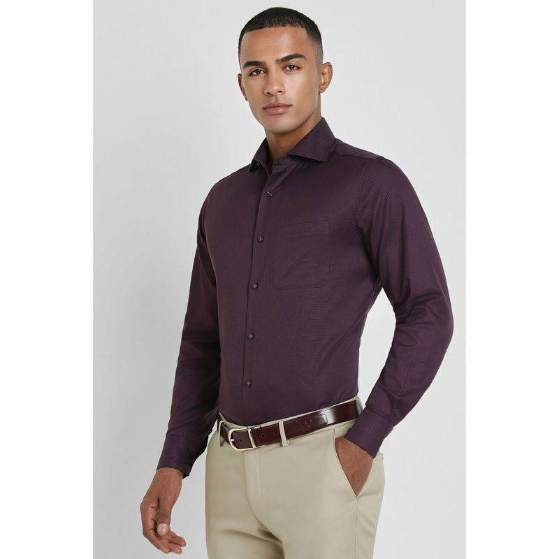 Allen Solly Men Purple Regular Fit Self Design Full Sleeves Formal Shirt (38)