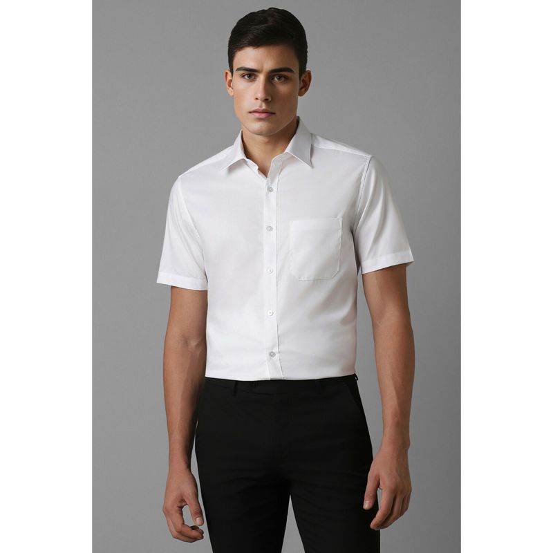 Louis Philippe Men White Classic Fit Solid Half Sleeves Formal Shirt (40)
