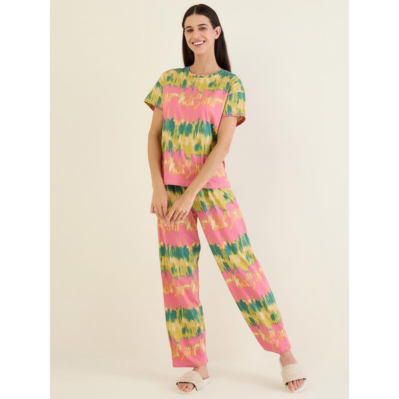 Sweet Dreams Women Tie and Dye Printed Top and Pajama (S)