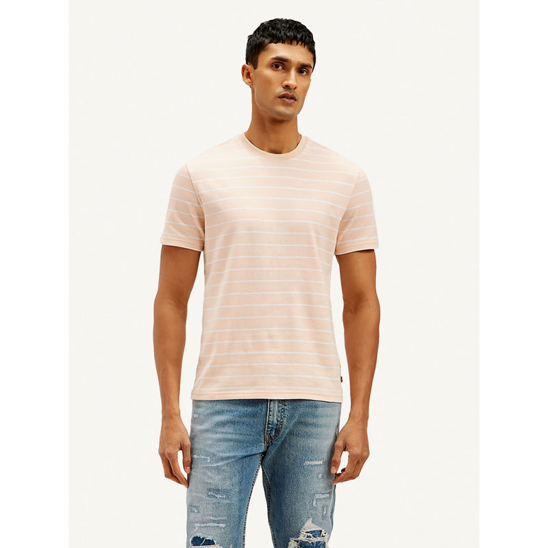 Levi's Peach Stripes Slim Fit T-Shirt (M)