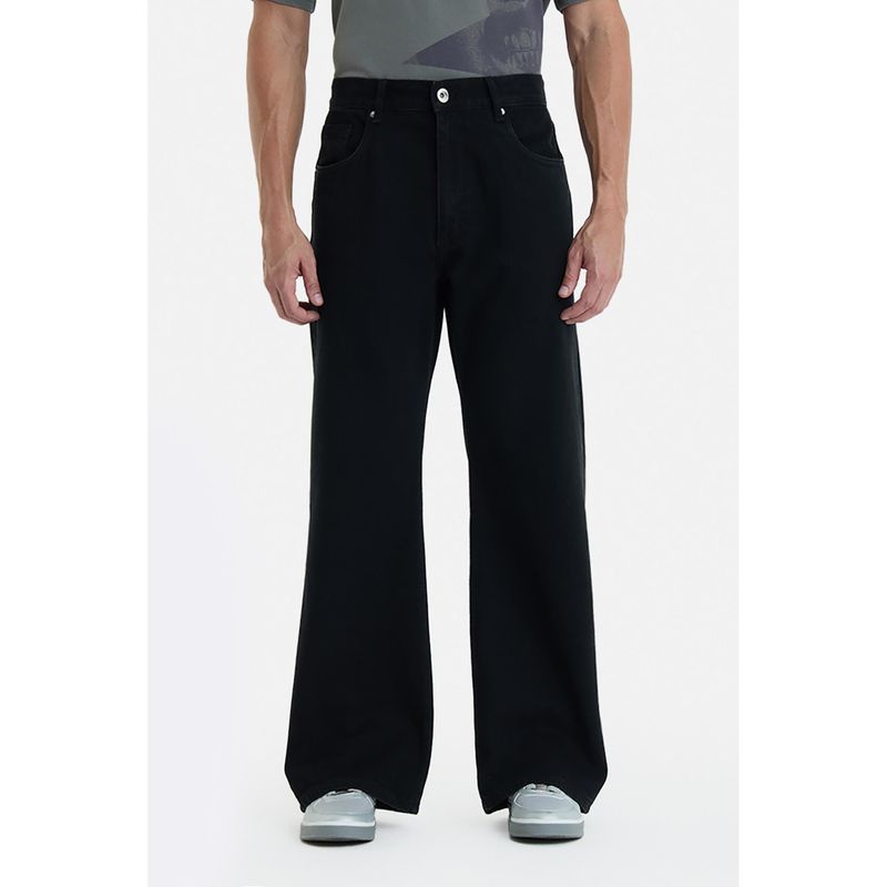 Snitch Black Solid/Plain Flared Jeans (32)