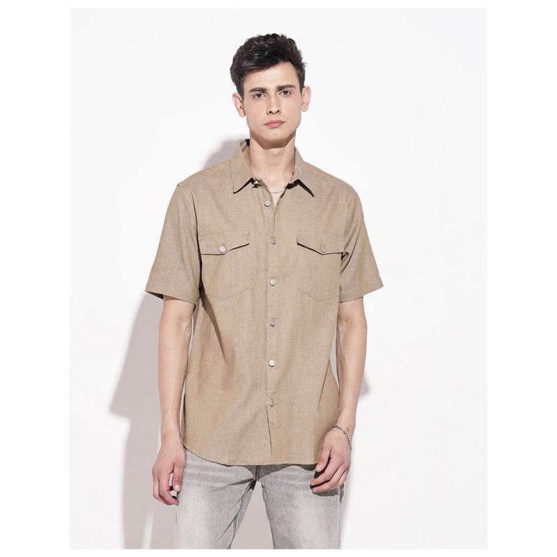 SHOWOFF Brown Men's Casual Shirt (S)