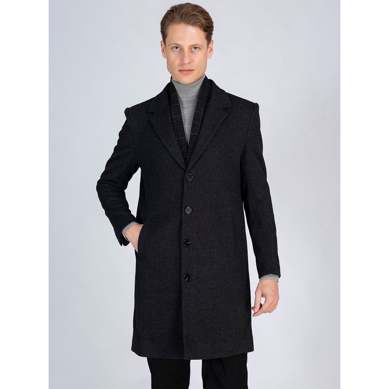 Lure Urban Men's Grey Notched Lapel Winter Wear Overcoat (XS)