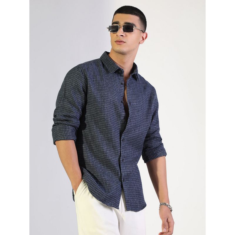SHOWOFF Men's Navy Blue Casual Shirt (S)