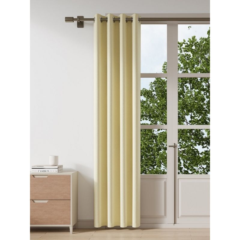 Ddecor Live Beautiful 1 Piece of Solid Door Ready Made Curtain - Beige (7 Feet)