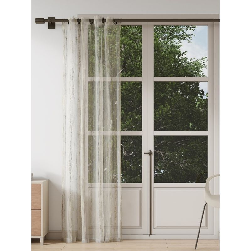 Ddecor Live Beautiful 1 Piece of Abstract Long Door Ready Made Curtain - White (9 Feet)