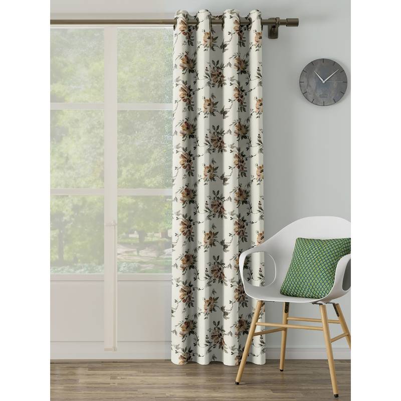 Ddecor Live Beautiful 1 Piece of Floral Abstract Door Ready Made Curtain - Multi-Color (7 Feet)