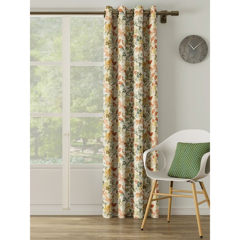 Ddecor Live Beautiful 1 Piece of Floral Long Door Ready Made Curtain - Multi-Color (9 Feet)