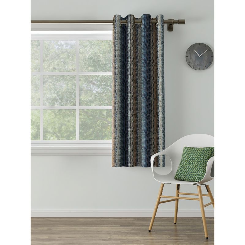 Ddecor Live Beautiful 1 Piece of Abstract Window Ready Made Curtain - Blue (5 Feet)