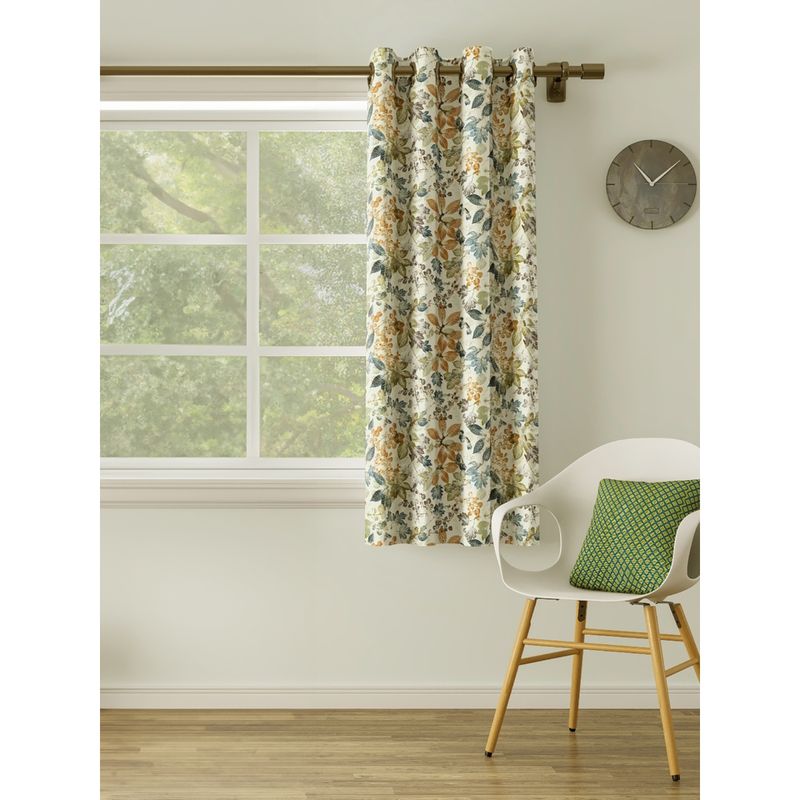 Ddecor Live Beautiful 1 Piece of Floral Window Ready Made Curtain - Multi-Color (5 Feet)