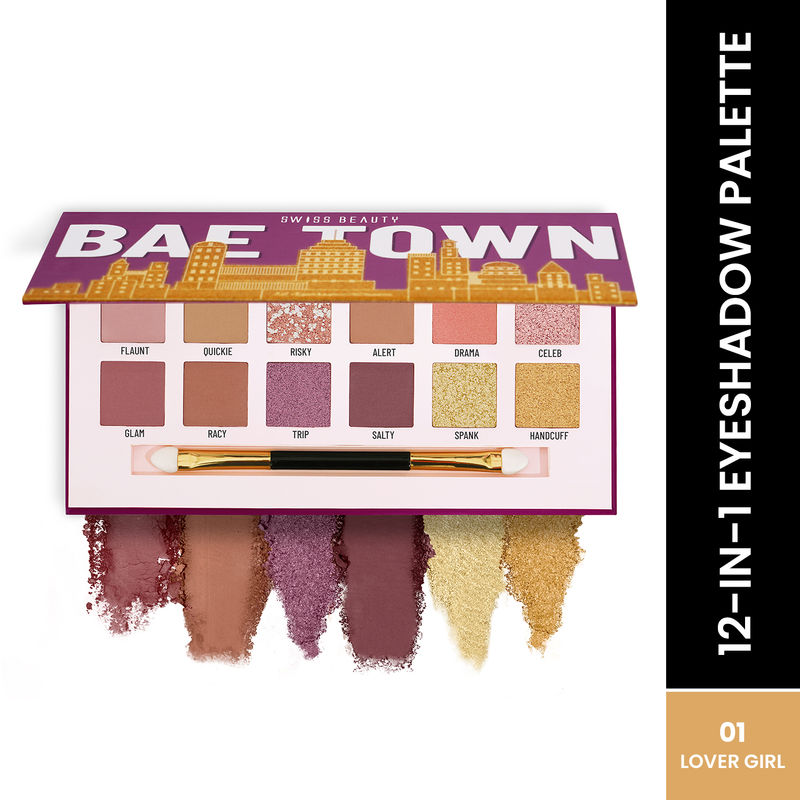Swiss Beauty Bae Town 12-In-1 Comes Eyeshadow Palette With Eye Brush - 01 Lover Girl