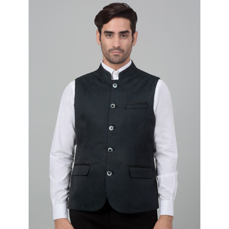 Buy Cantabil Men Green Woven Party Wear Waistcoat Online