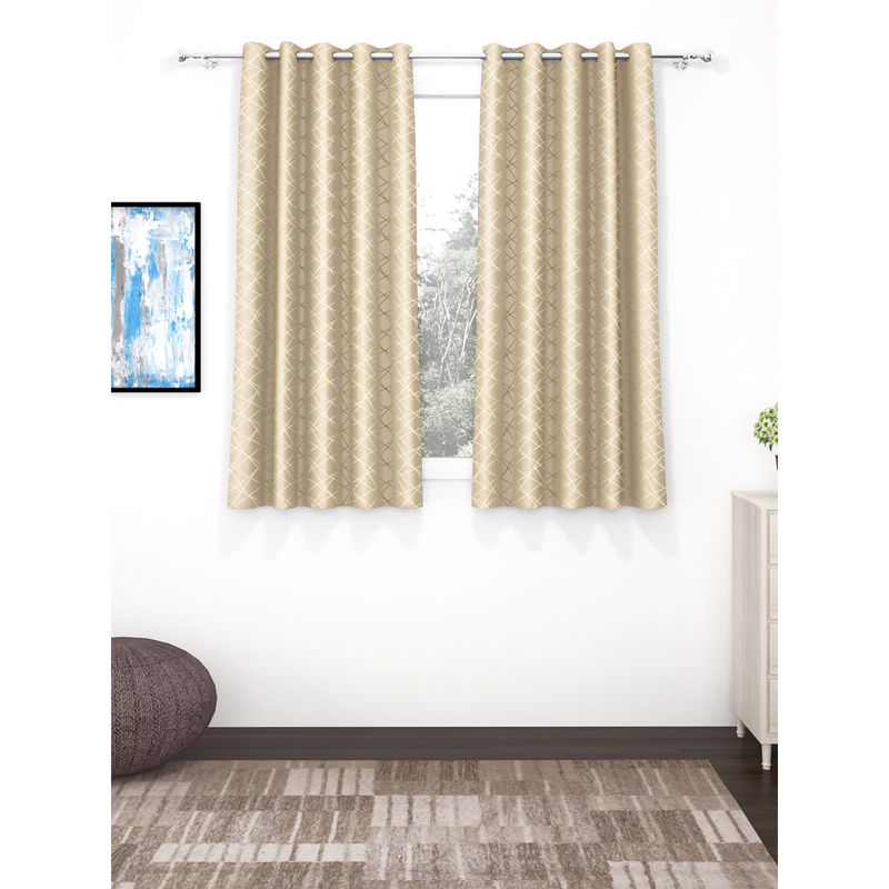 Story@Home Beige 300 GSM Polyester Blackout Curtain (5 Feet)
