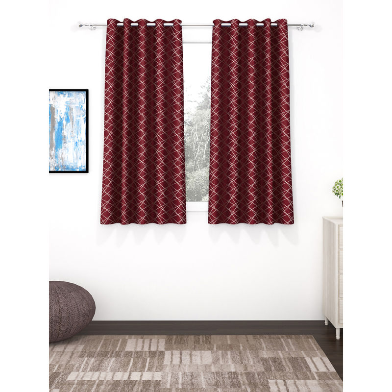 Story@Home Maroon 300 GSM Polyester Blackout Curtain (5 Feet)