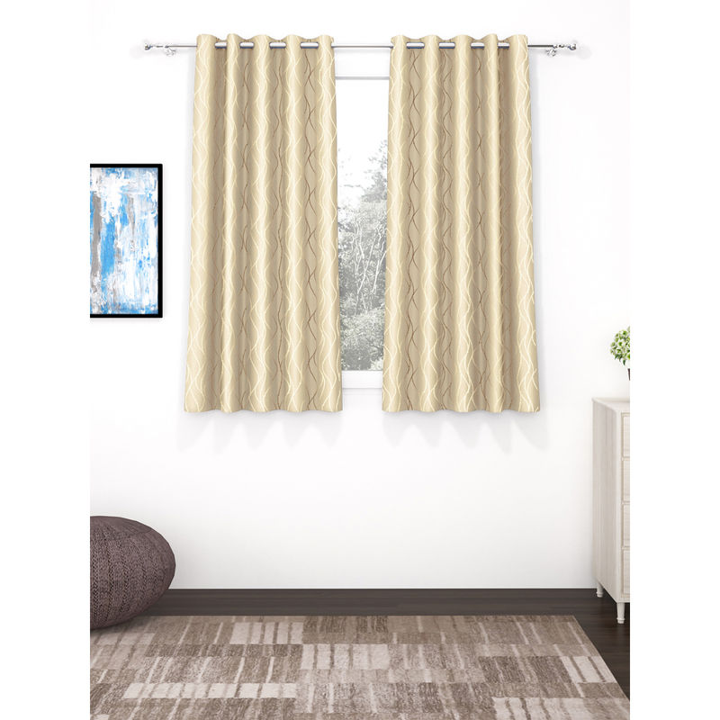 Story@Home Beige 300 GSM Polyester Blackout Curtain (5 Feet)