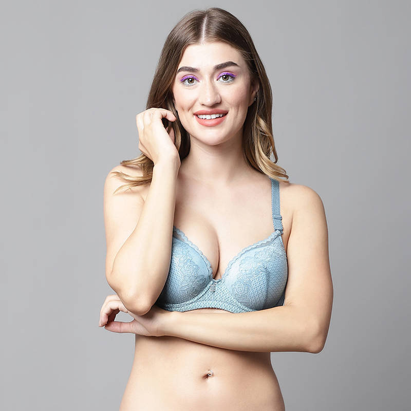 PrettyCat Lightly Padded UnderWired Full Cup Floral Lace Multiway T-Shirt Bra (30B)