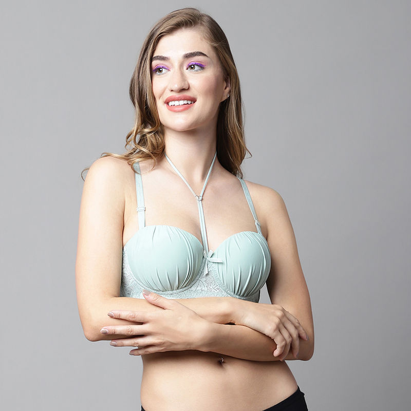 PrettyCat Push-Up Padded Underwired Demi Cup Balconette Bridal Bra (36B)
