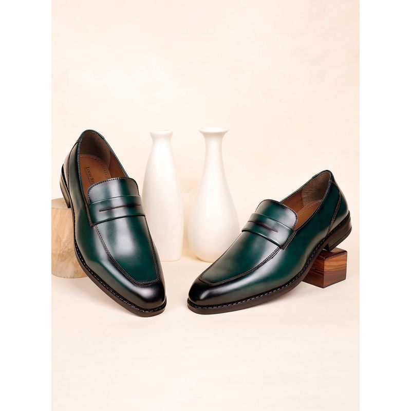 Louis Stitch Men Seaweed Green Formal Slip-On Moccasin Shoes (UK 6)