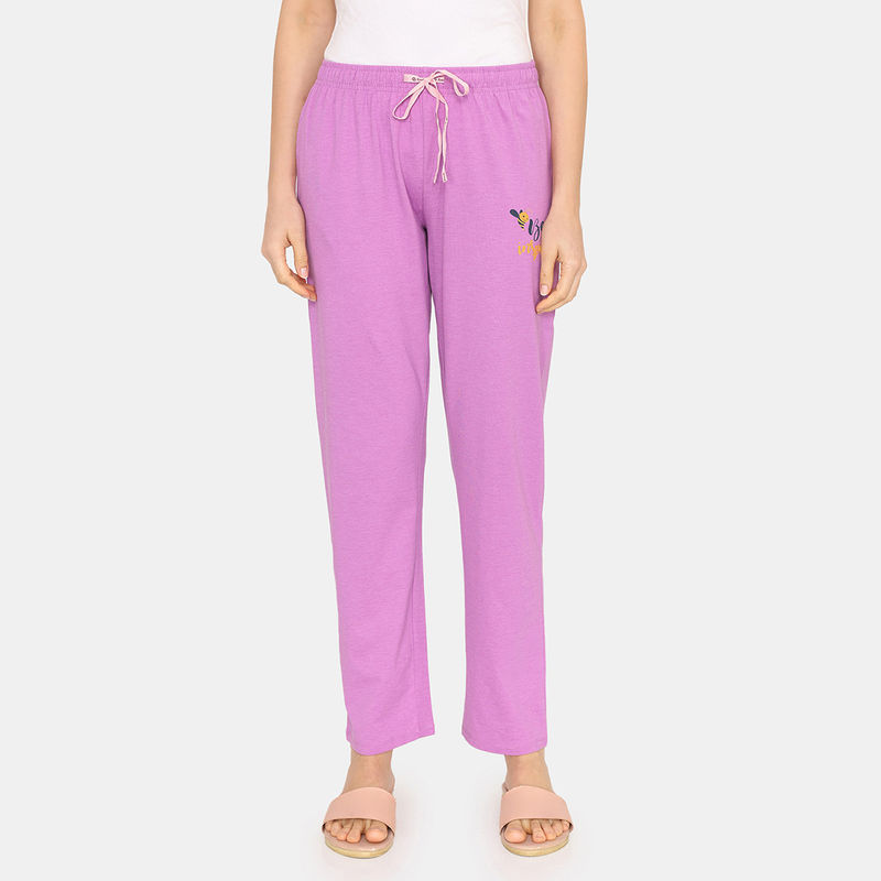 Zivame Rosaline Mystic Town Knit Cotton Pyjama - Crocus (S)