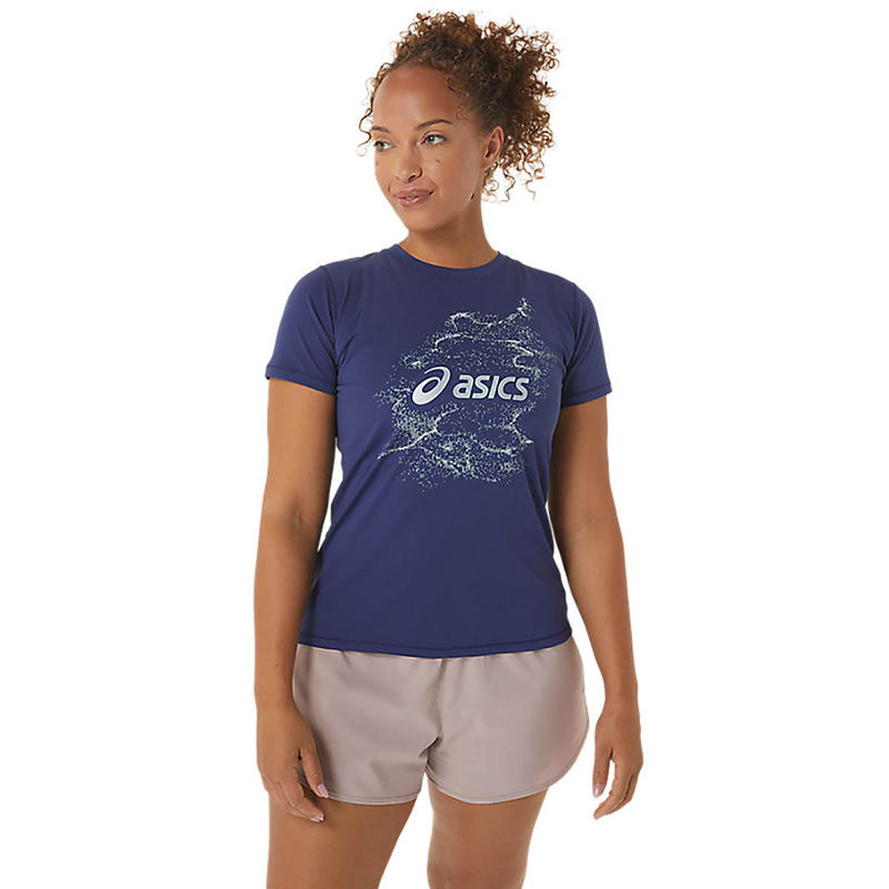 ASICS Nagino Graphic Run SS Navy Blue Women's T-Shirt (S)