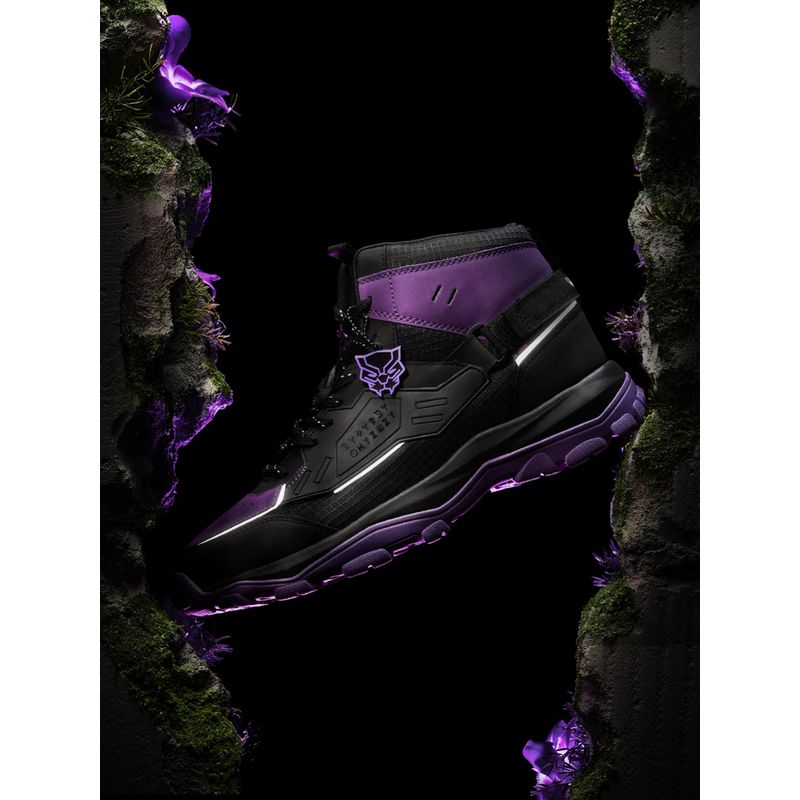 The Souled Store Official Black Panther: Warrior Men Mid Top Black Sneakers (UK 9)