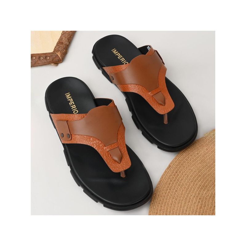 Imperio Tan Men Casual Leather Sandals (UK 6)