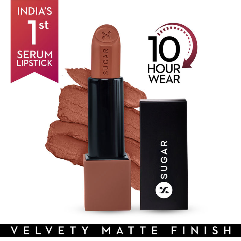 SUGAR Glide Peptide Serum Lipstick with Vitamin E |1 Swipe Full Coverage - 03 Sahara Sands
