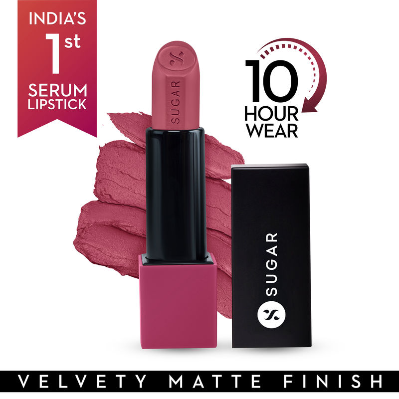 SUGAR Glide Peptide Serum Lipstick with Vitamin E |1 Swipe Full Coverage - 05 Parisian Pink
