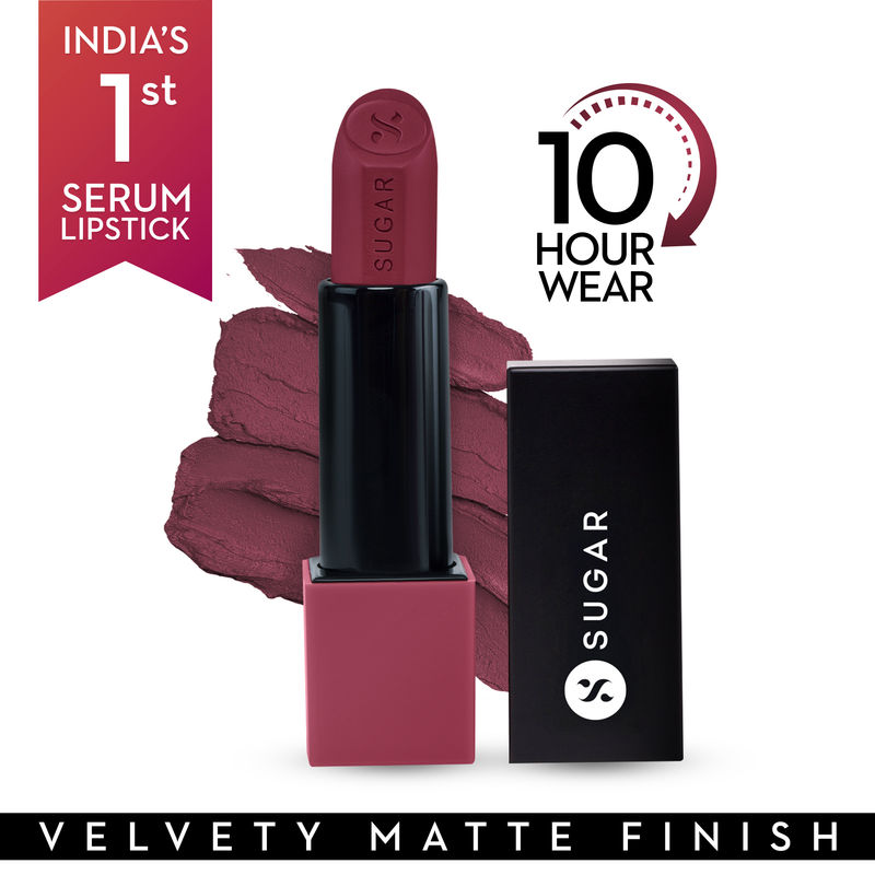 SUGAR Glide Peptide Serum Lipstick with Vitamin E |1 Swipe Full Coverage - 06 Moscow Mulberry