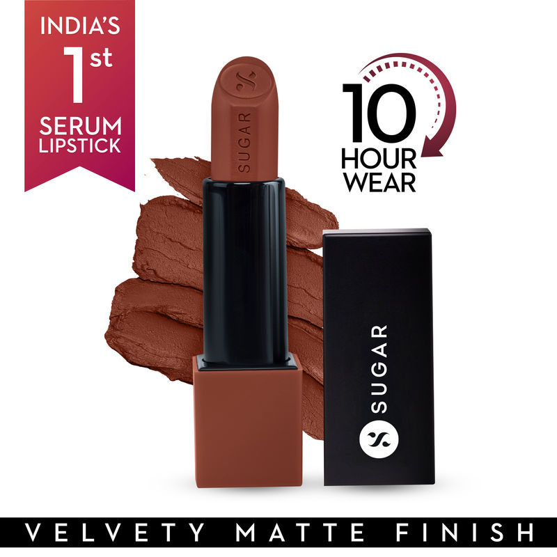 SUGAR Glide Peptide Serum Lipstick with Vitamin E |1 Swipe Full Coverage - 07 Tuscany Truffle