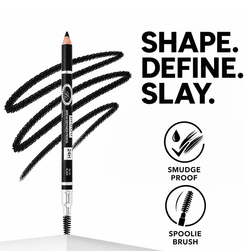 FASHION COLOUR Colour Brow Definer Pencil With Spoolie - Black