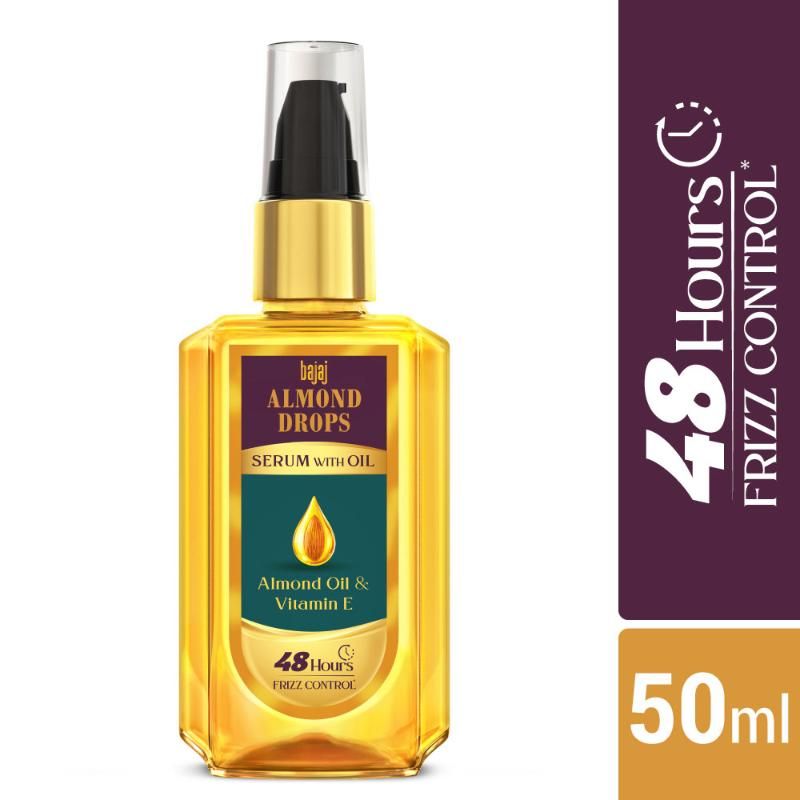 Bajaj Almond Drops Hair Serum With Almond Oil And Vitamin E For 48 hours Frizz Control