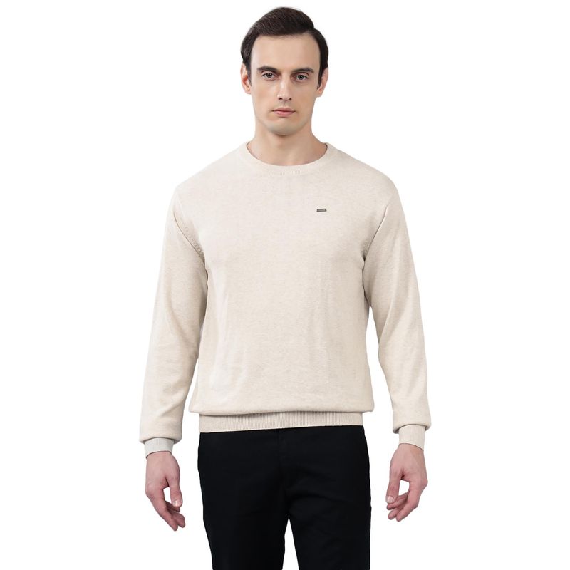 Cantabil Men Off-White Solid Sweater (XL)