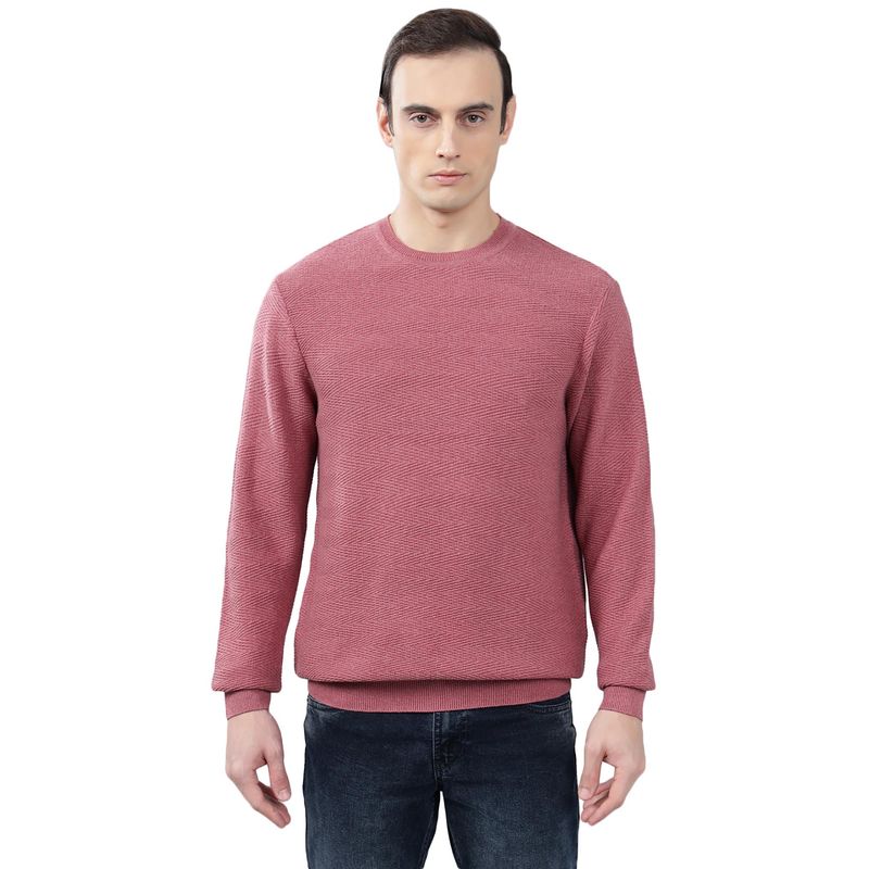 Cantabil Men Pink Self Design Sweater (M)