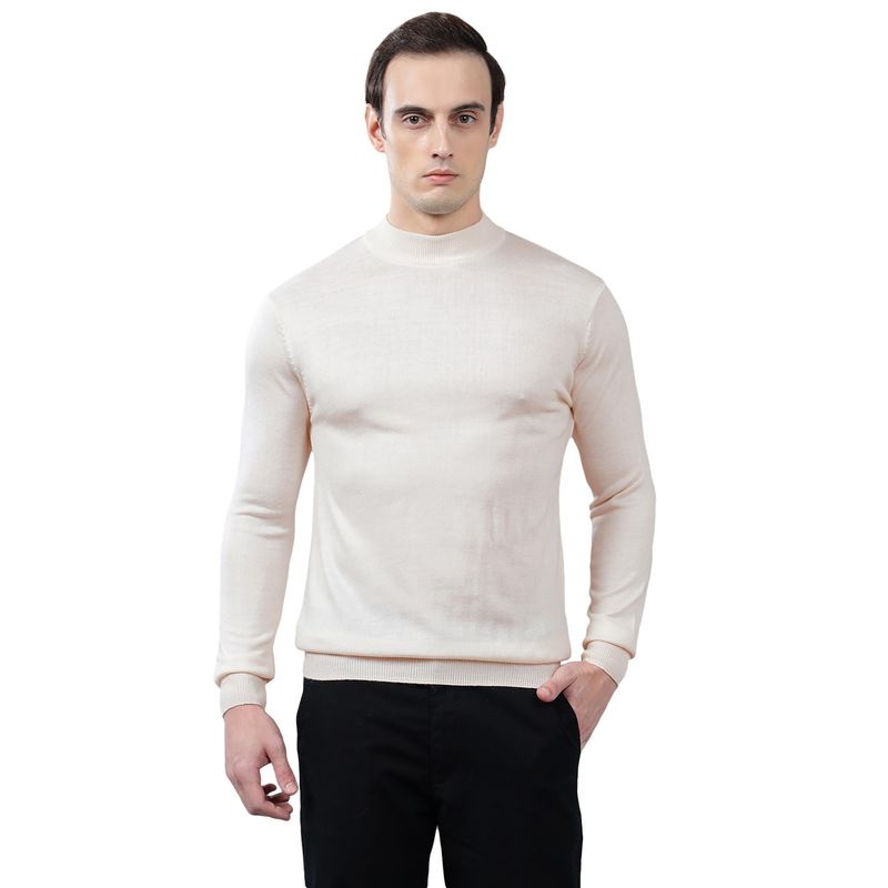 Cantabil Men Off-White Solid Sweater (XL)