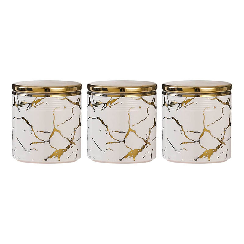 Ekhasa Ceramic Jars with Lid for Storage (Set Of 3) (720Ml)