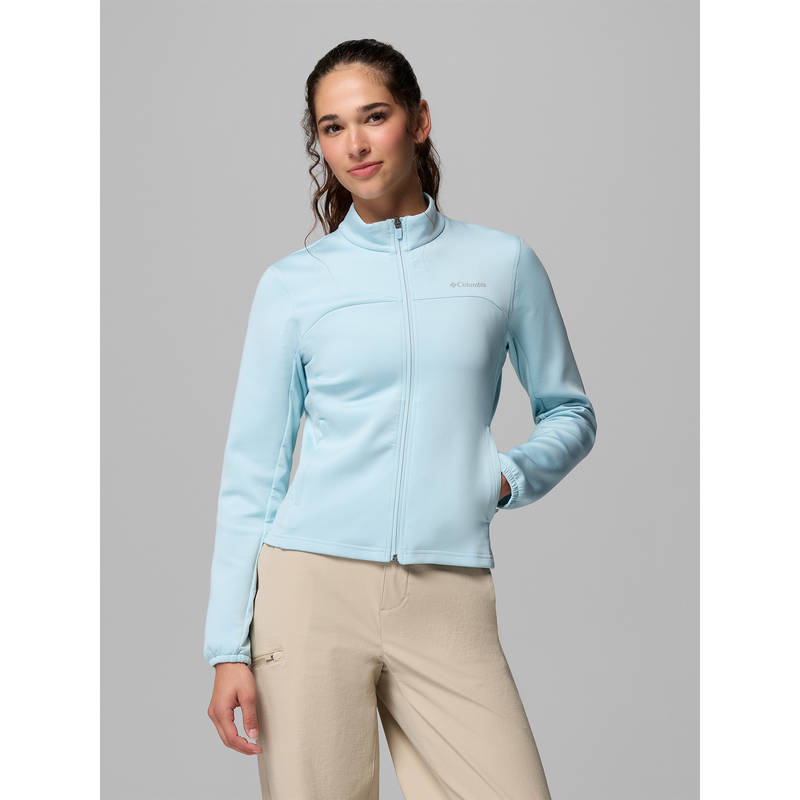 Columbia Women Blue Omni-Shade Sloan Crest Spacer Hiking Trekking Softshell Jacket (L)